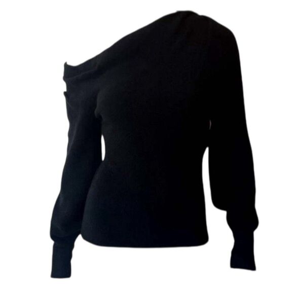 ALC Kenley Sweater Off the Shoulder Black Large Wool Alpaca Chic Modern Lux EUC - Picture 2 of 14